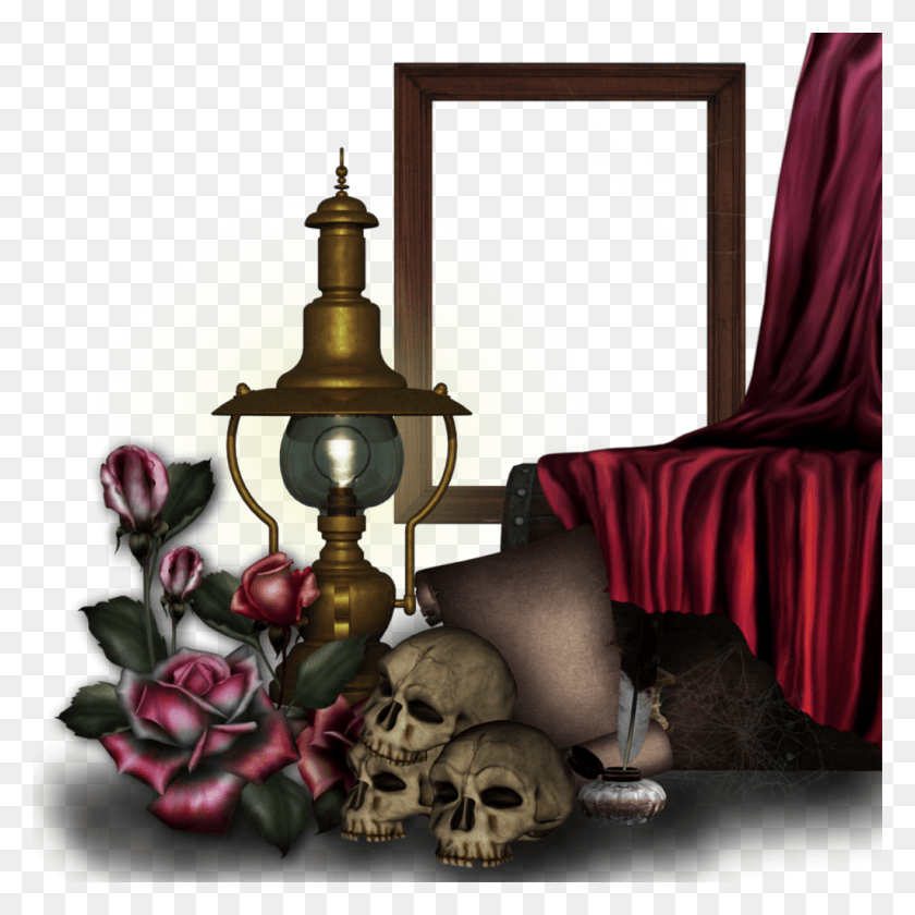1024x1024 Skull Sticker Gothic Photo Frames Transparent, Lamp, Furniture, Clothing HD PNG Download