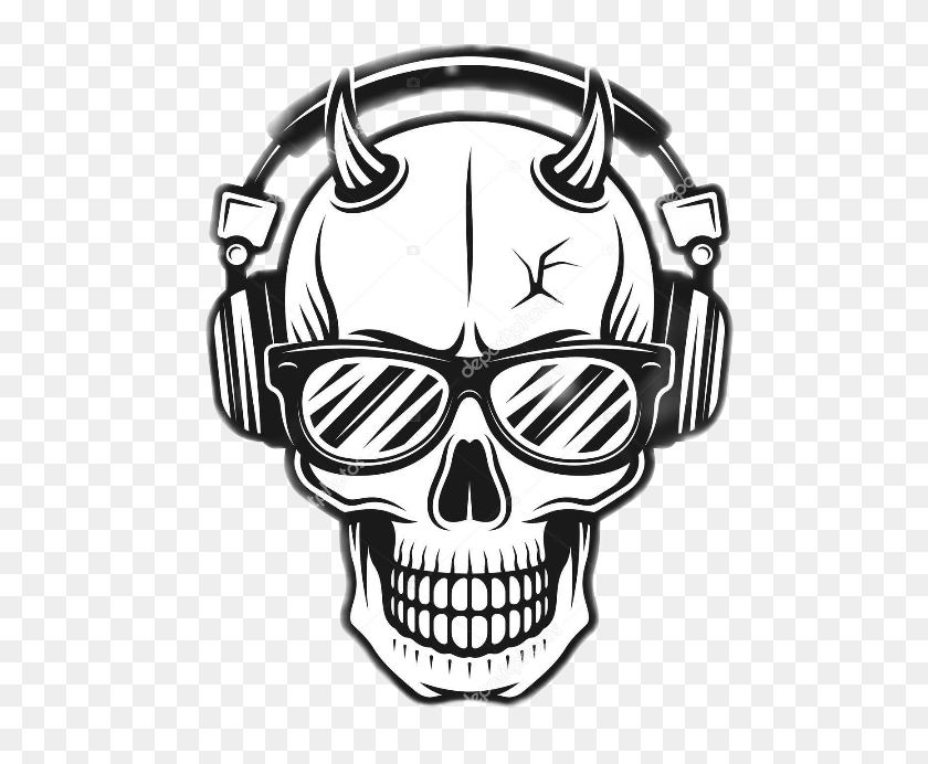 502x632 Skull With Devil Horns, Face, Head, Goggles HD PNG Download