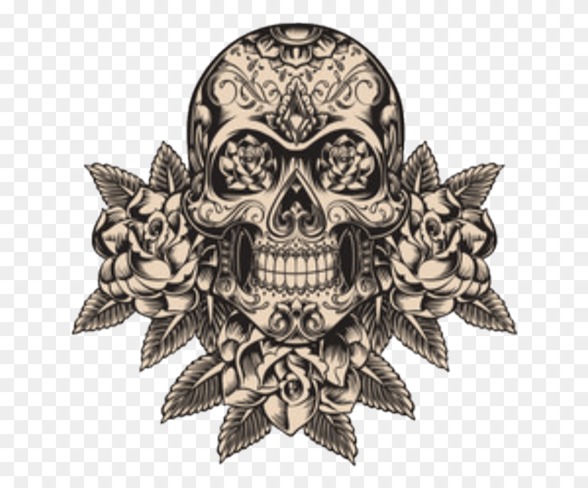 640x637 Skulls Tattoos Sticker By Calavera Mexicana Dibujo Tattoo, Pattern, Ornament, Fractal HD PNG Download