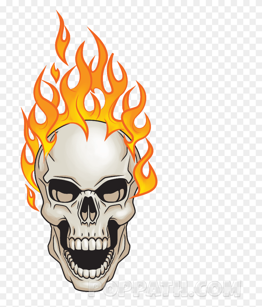 710x924 Skulls Transparent Fire Flaming Skull With No Background, Skin, Head, Flame HD PNG Download