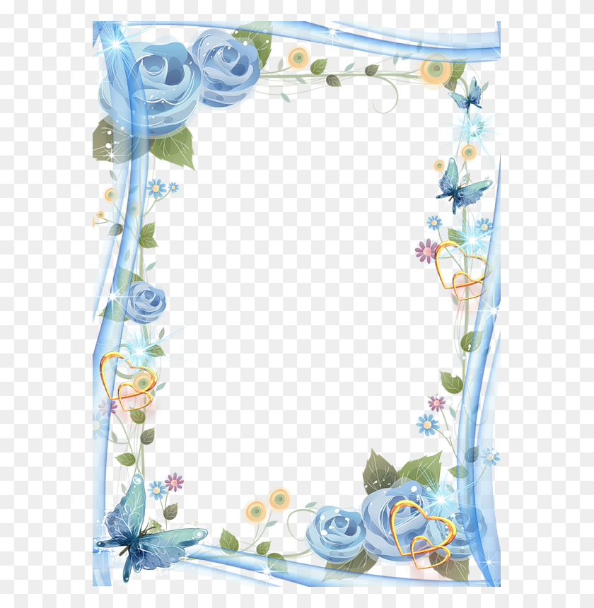 577x800 Sky Blue Border Frame Beautiful Borders And Frames For Projects, Graphics, Floral Design HD PNG Download