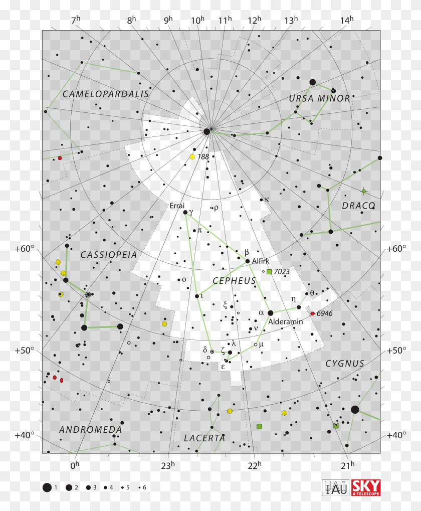 2000x2459 Sky Chart Of The Constellation Cepheus The King Cepheus Constellation Map, Astronomy, Outer Space, Universe HD PNG Download