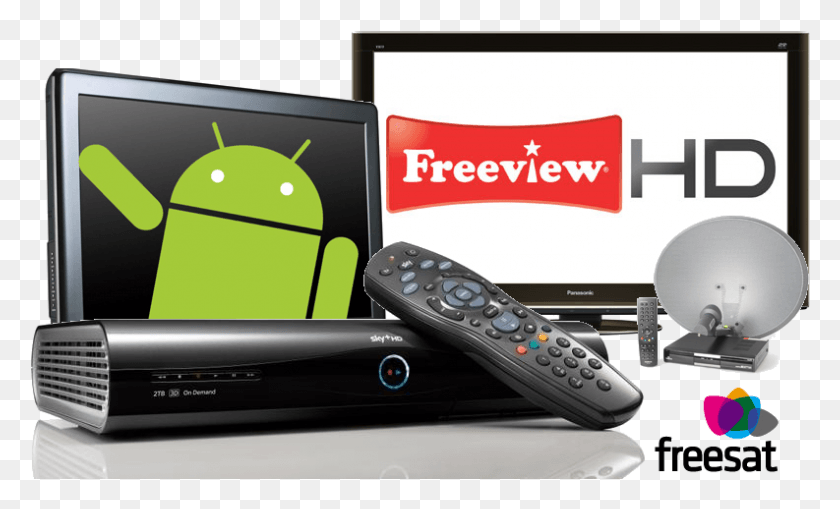 793x457 Descargar Png Sky Freeview Freesat Y Android Tv Instalación Freesat, Electrónica, Control Remoto, Monitor Hd Png