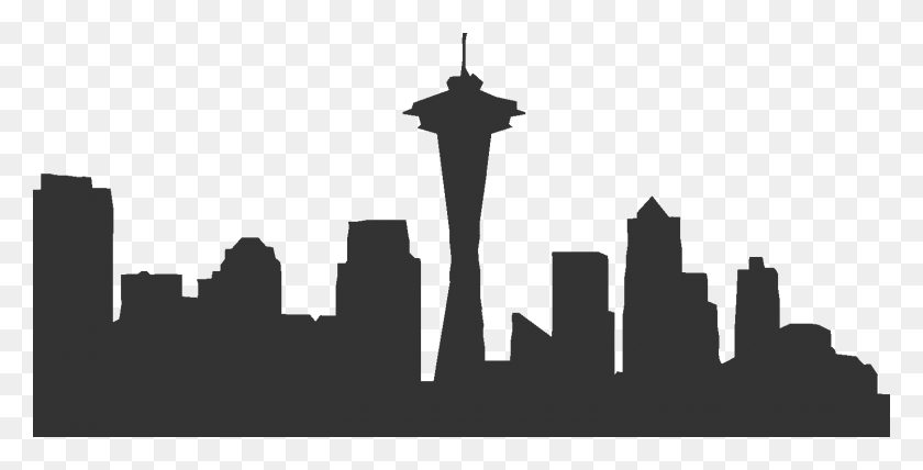 1500x709 Skyline Clipart Seattle Skyline Silhouette, Logo, Symbol, Trademark HD PNG Download