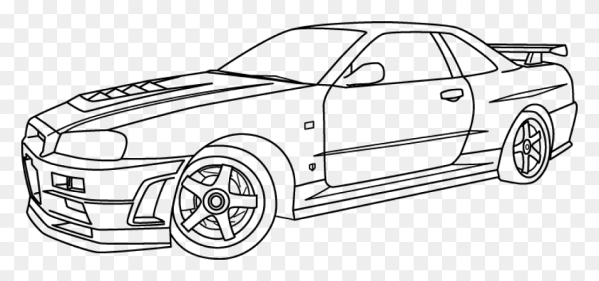 1024x441 Skyline Coloring Pages 8 Images Of Nissan Skyline Gtr Nissan Gtr Coloring Page, Car, Vehicle, Transportation HD PNG Download