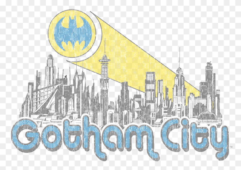 825x564 Skyline Transparent Gotham Youth Batman Gotham City Distressed, Symbol, Logo, Trademark HD PNG Download