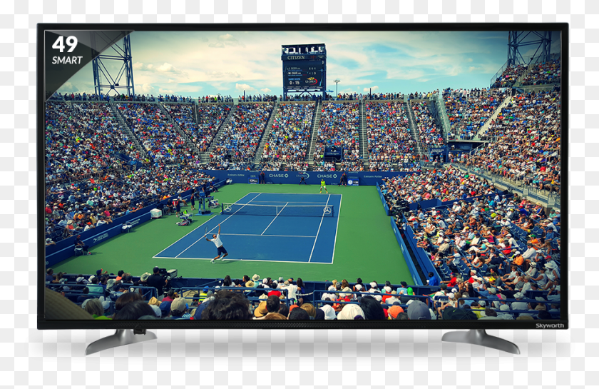925x576 Skyworth 49m20 Smart Led Tv Deportes De Cancha Propia, Person, Human, Tennis Court HD PNG Download