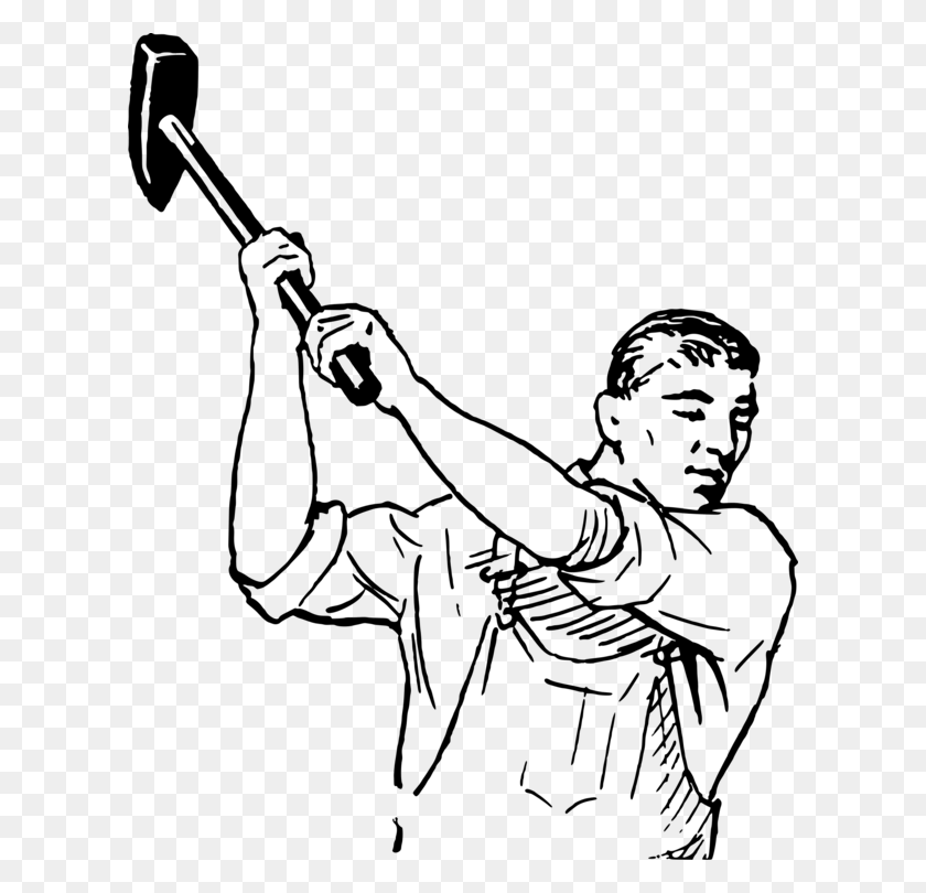 608x750 Sledgehammer Hand Tool Computer Icons Man With Sledge Hammer Drawing, Gray, World Of Warcraft HD PNG Download