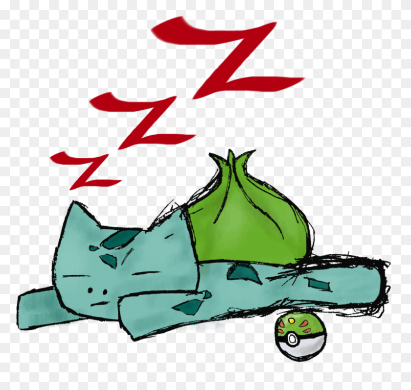 798x754 Sleeping Bulbasaur By Hipster Raccoon, Vegetation, Plant, Text HD PNG Download