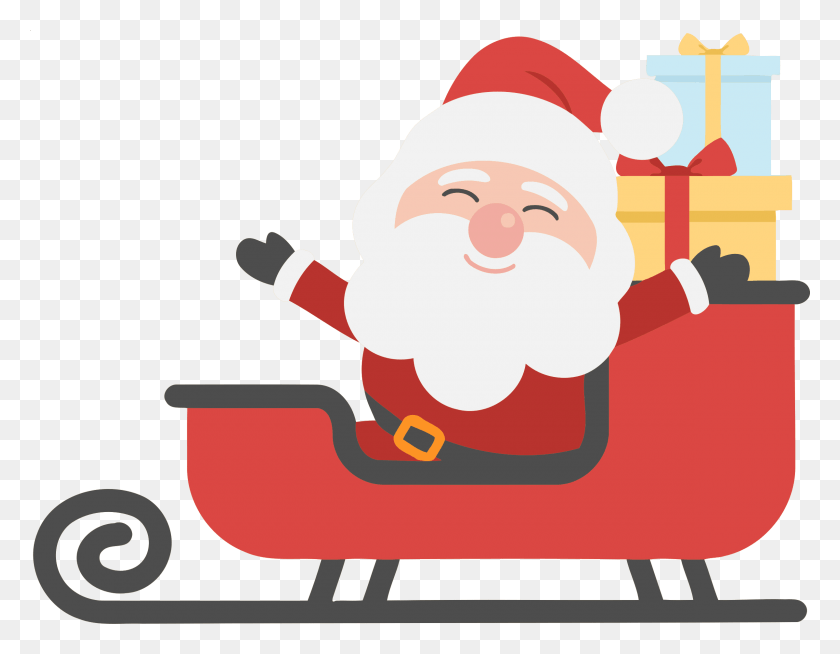 2400x1830 Sleigh Clipart Big Santa Christmas Tree And Santa Clipart, Leisure Activities, Face HD PNG Download
