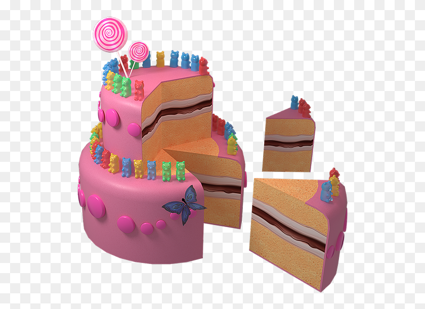 539x551 Кусочек Розового Торта На День Рождения, Десерт, Еда, Детская Кроватка Png Скачать