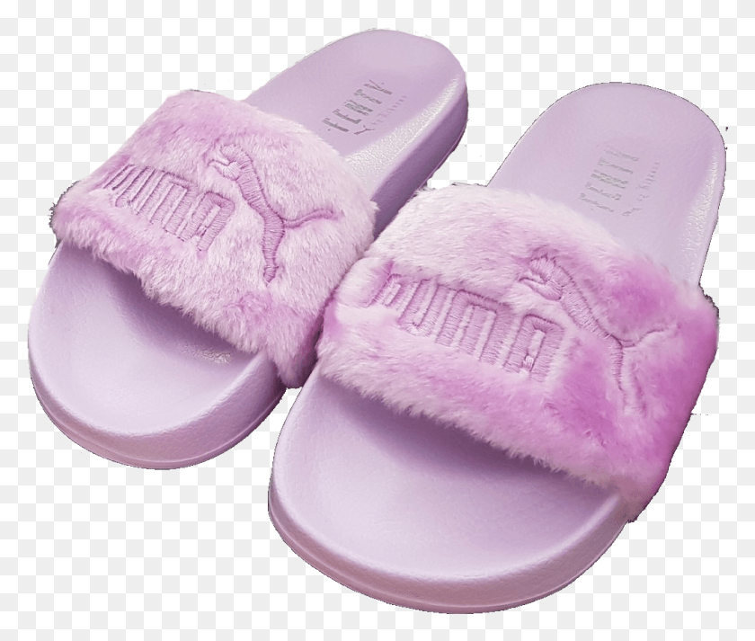 1016x851 Slides Puma Pink Fluffy Cute Moodboard Moodboards Slipper, Clothing, Apparel, Footwear HD PNG Download
