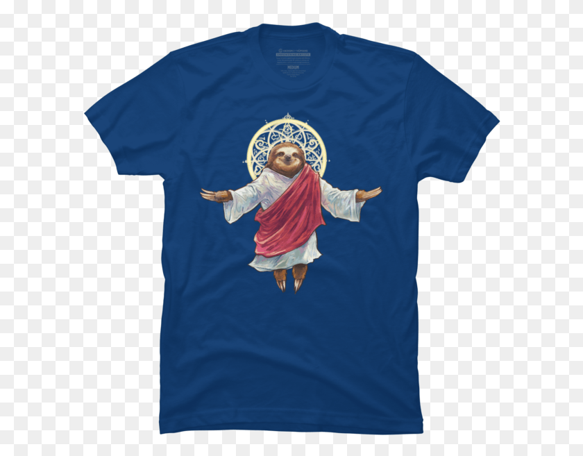 602x597 Sloth Jesus Light T Shirt Gogeta Blue T Shirt, Clothing, Apparel, T-shirt HD PNG Download