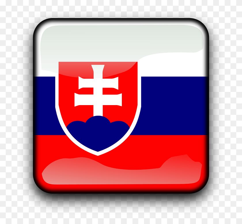 720x720 Slovakia Flag Country Nationality Square Button Slovakia Flag, First Aid, Logo, Symbol HD PNG Download