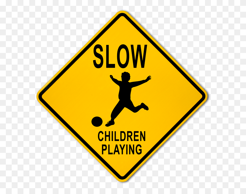 600x600 Slow Children Playing Sign Flood Prone Area Sign, Person, Human, Road Sign HD PNG Download