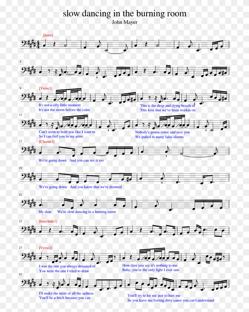 713x991 Slow Dancing In The Burning Room Slow Dancing In A Burning Room Sheet Music, Monitor, Screen, Electronics HD PNG Download