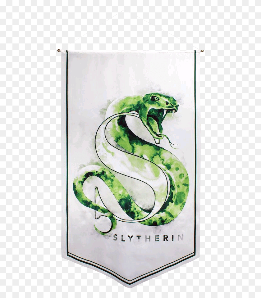 473x900 Slytherin Watercolour Satin Banner Harry Potter Slytherin Logo, Reptile, Animal, Snake HD PNG Download