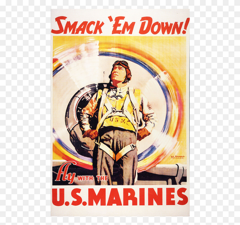 488x728 Descargar Png Smack 39Em Down Poster Us Marines Ww2 Propaganda, Publicidad, Persona, Humano Hd Png