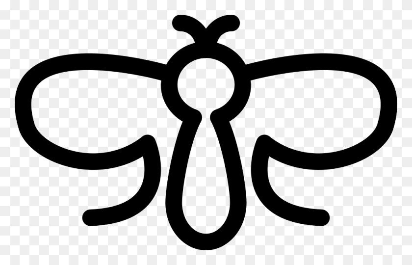 980x604 Small Bug With Wings Outline Comments, Label, Text, Stencil Descargar Hd Png
