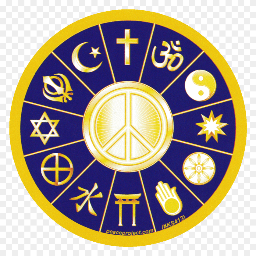 985x985 Small Bumper Sticker Decal All Religion Symbol In One, Logo, Trademark, Analog Clock HD PNG Download