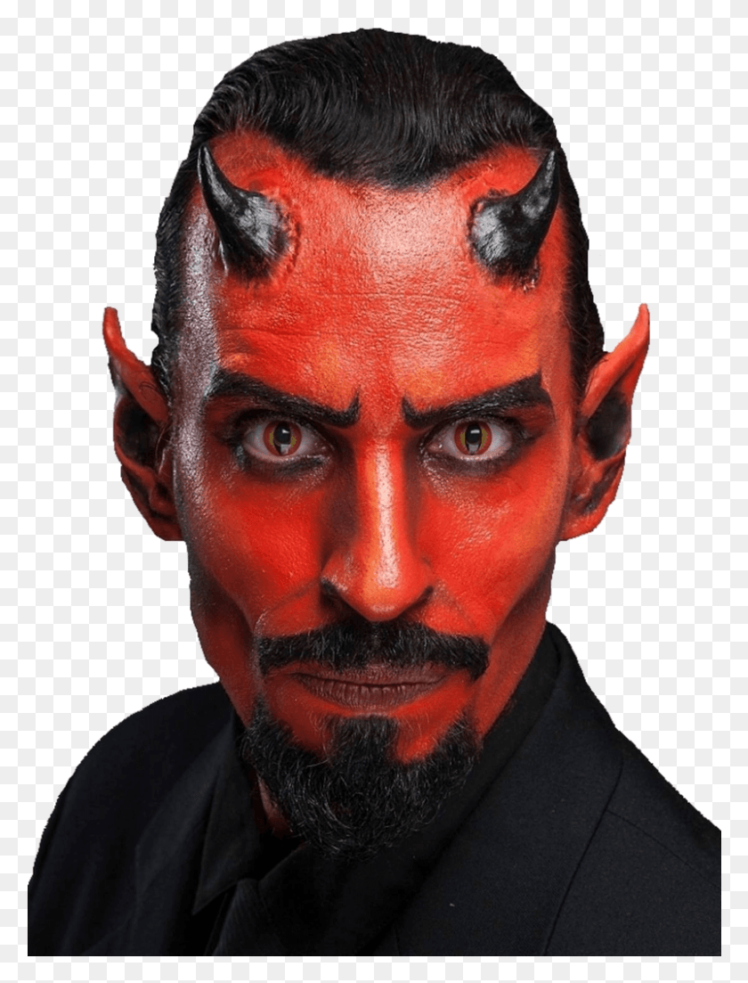 801x1072 Small Devil Horns Prosthetic Kit Halloween Makeup Men Devil, Face, Person, Human HD PNG Download