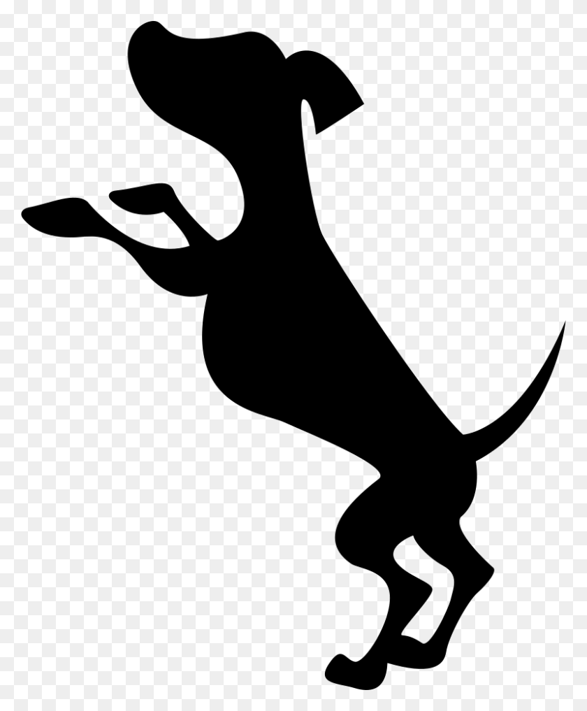 798x980 Small Dog Silhouette Standing On His Back Paws Svg Small Dog Silhouette, Stencil, Animal HD PNG Download