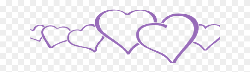 641x183 Small Hearts In Line, Heart, Purple, Cushion HD PNG Download