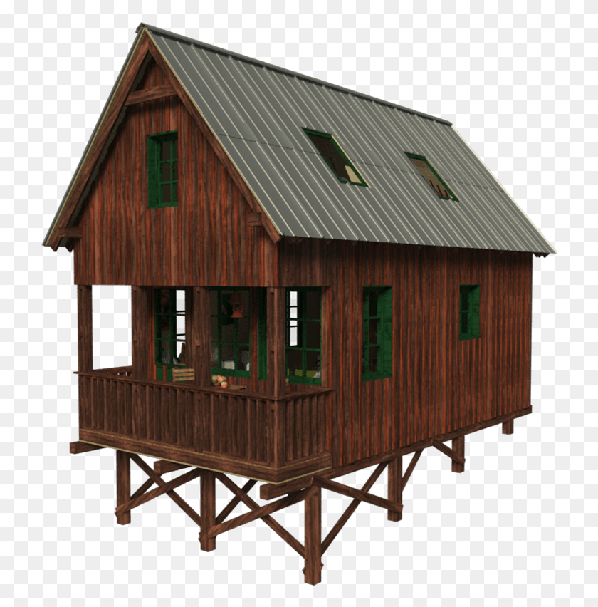 726x792 Small House Tiny House With Loft Over Porch, Housing, Building, Cabin HD PNG Download