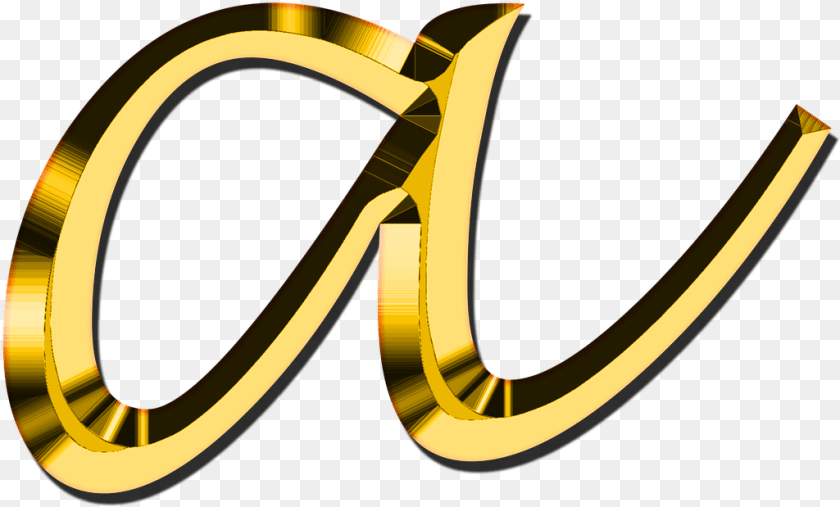 Small Letter A Calligraphy, Gold, Text Transparent PNG