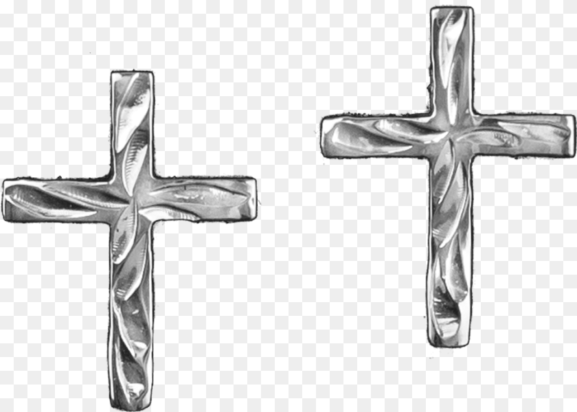 Small Silver Cross Earrings Cross, Symbol, Crucifix Sticker PNG