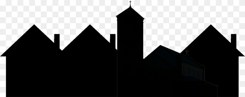 2156x861 Small Town Silhouette At Getdrawings Small Town Skyline Silhouette, Architecture, Spire, Tower, Building Transparent PNG