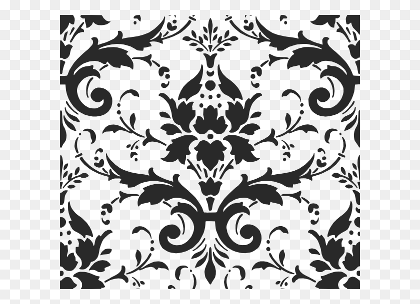 600x549 Small White And Black Damask Background, Floral Design, Pattern, Graphics HD PNG Download