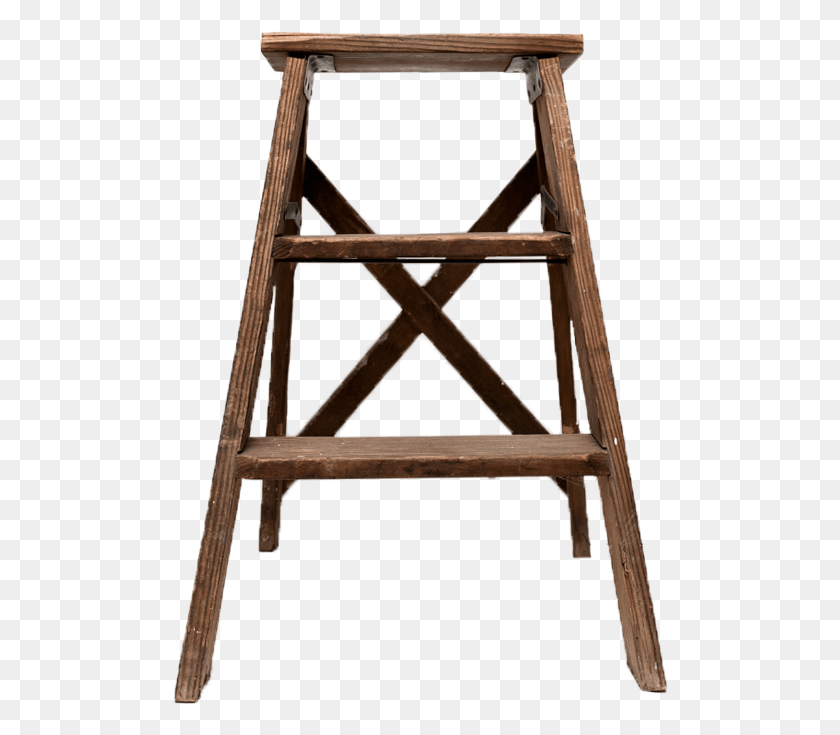 496x675 Small Wooden Cross Back Step Ladder Bar Stool, Furniture, Chair, Bar Stool HD PNG Download