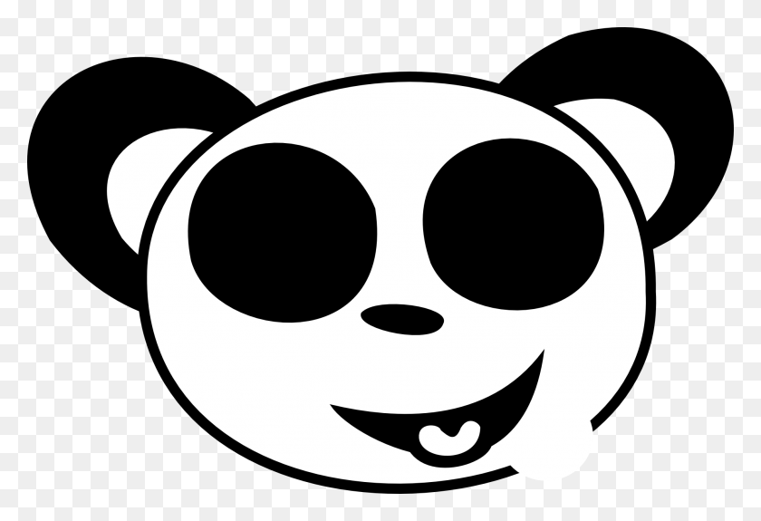 1979x1308 Smiley Face Black And White Black And White Smiley Panda Face Coloring Pages, Stencil, Mask, Pillow HD PNG Download