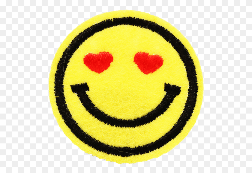 521x519 Smiley Face With Heart Shape Eyes Patch Smiley, Rug, Tennis Ball, Tennis HD PNG Download