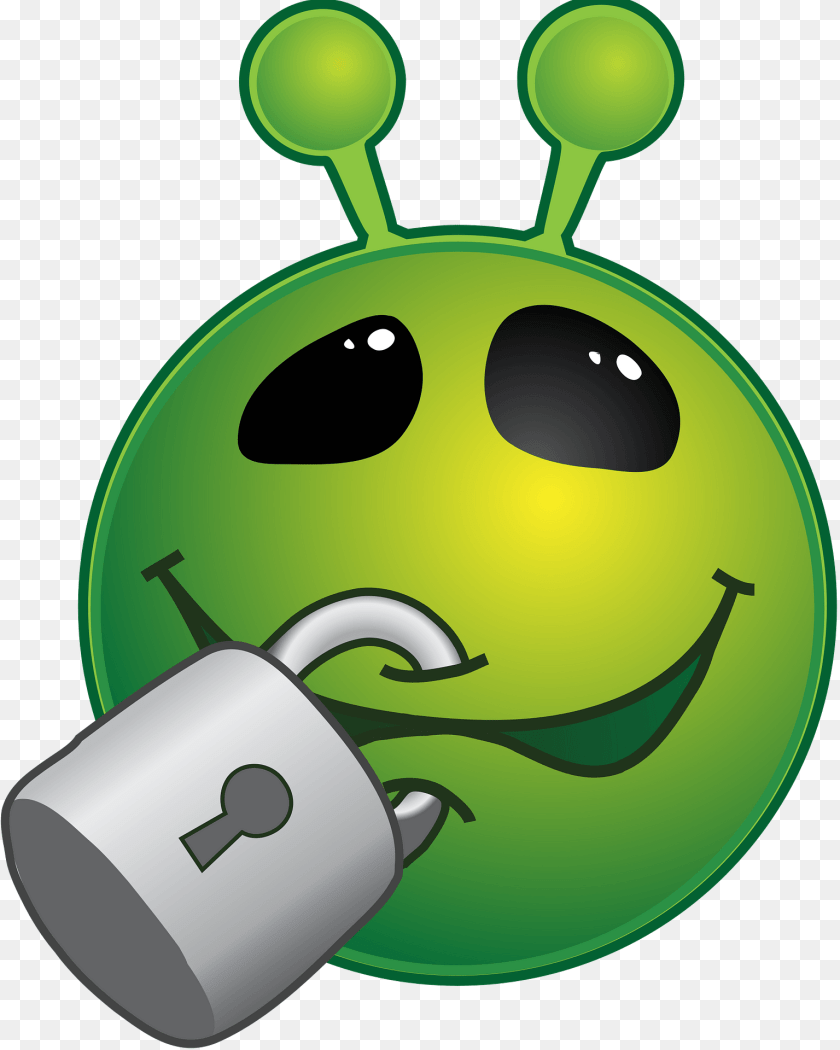 Smiley Green Alien Lipsealed Clipart PNG