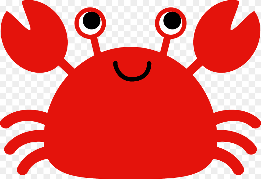 Smiling Crab Clipart, Food, Seafood, Animal, Invertebrate Sticker PNG