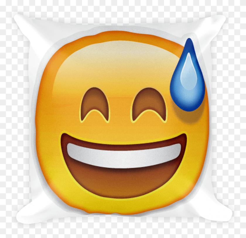 913x882 Smiling Face With Open Mouth And Cold Sweat, Pillow, Cushion HD PNG Download