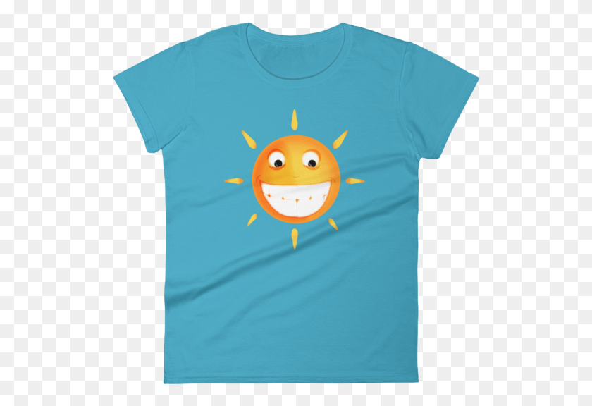 522x516 Smiling Sun Blue Color Shirt Smiley, Clothing, Apparel, T-shirt HD PNG Download