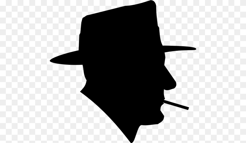 500x488 Smoking Man Profile Vector Clip Art, Gray PNG