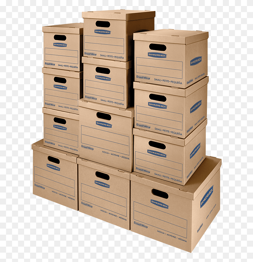 633x811 Smoothmove Classic Moving Boxes Small 77142 Stacks Of Bankers Boxes, Furniture, Box, Cardboard HD PNG Download