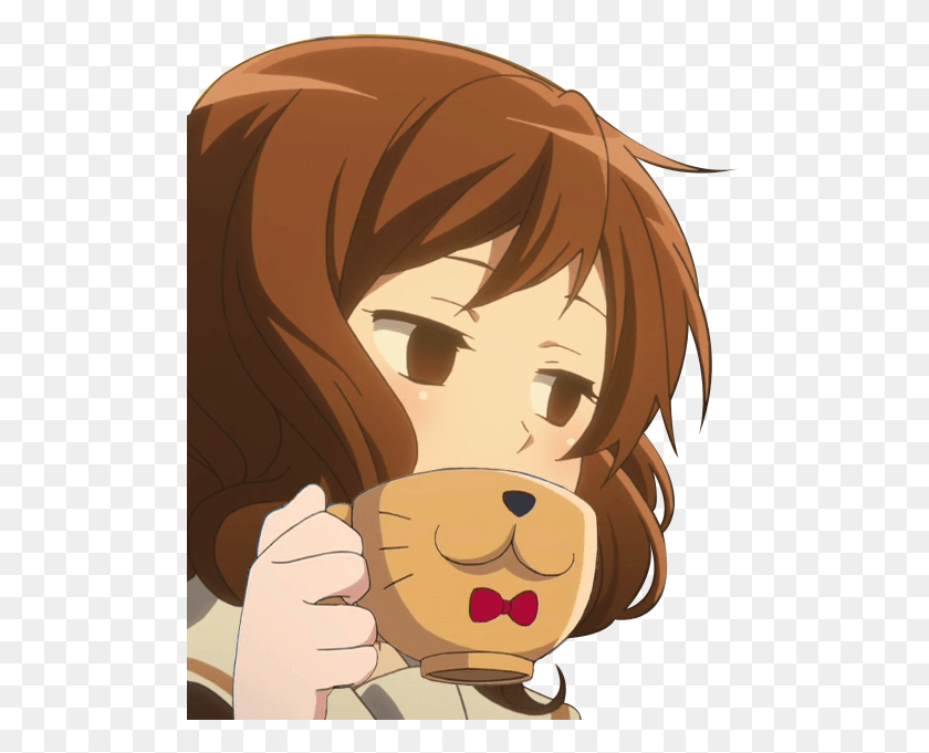 504x621 Smug Anime Girl Transparent Background Anime Girl Sipping Tea, Head, Plant, Vegetation HD PNG Download
