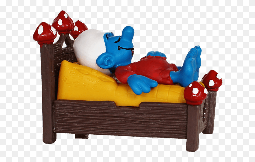 632x476 Smurf Bed Sleep Tired Smurfs Figure Toys Mde Bilder Kostenlos, Надувной, Игрушка, Десерт Png Скачать