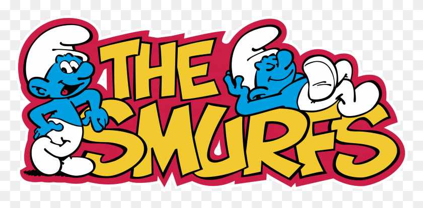 2191x997 Smurfs Logo Transparent Smurfs Logo, Text, Label, Crowd HD PNG Download