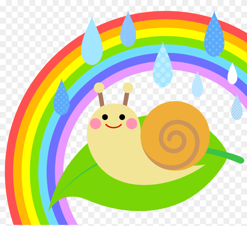 1920x1753 Snail In The Rain Under A Rainbow Clipart, Art, Graphics, Pattern, Food Sticker PNG