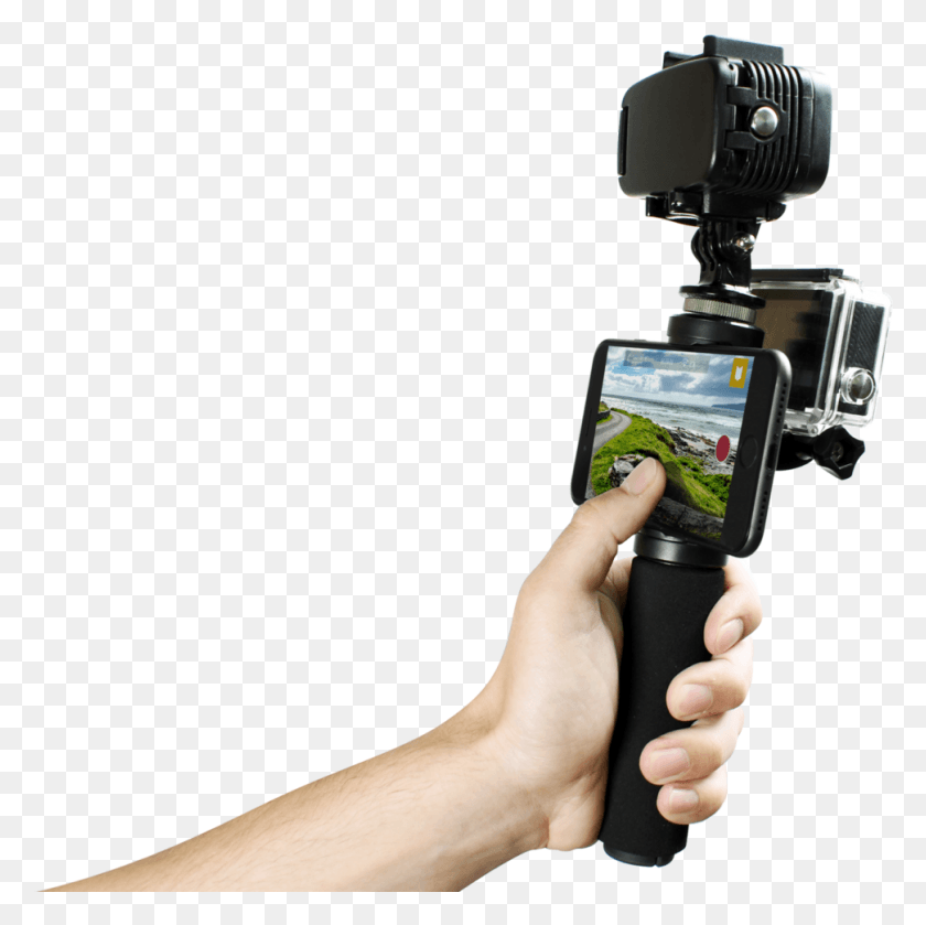 971x970 Snap Grip Is An Extendable System Supporting Both Action Video Camera, Person, Human, Camera HD PNG Download
