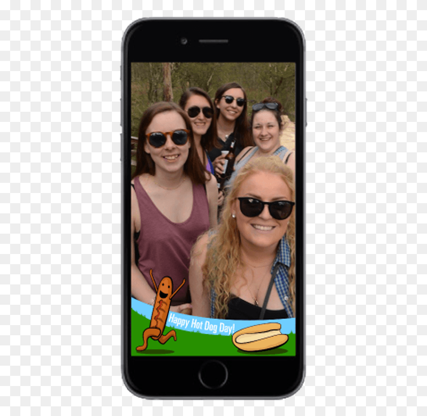 374x759 Snapchat Filters In Phones, Sunglasses, Accessories, Person HD PNG Download