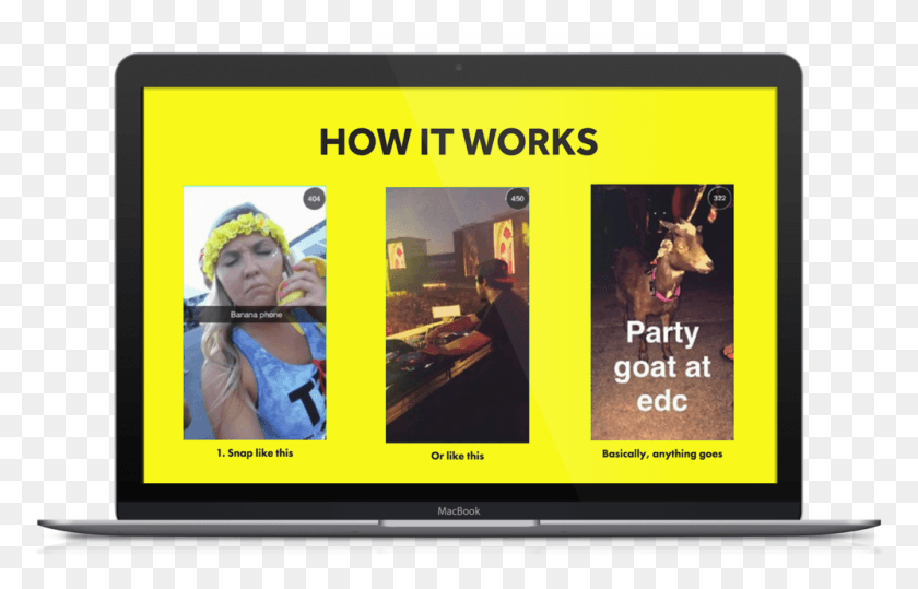 1000x615 Snapchat Pitch Deck How It Works Snapchat Story Ads Examples, Monitor, Screen, Electronics HD PNG Download