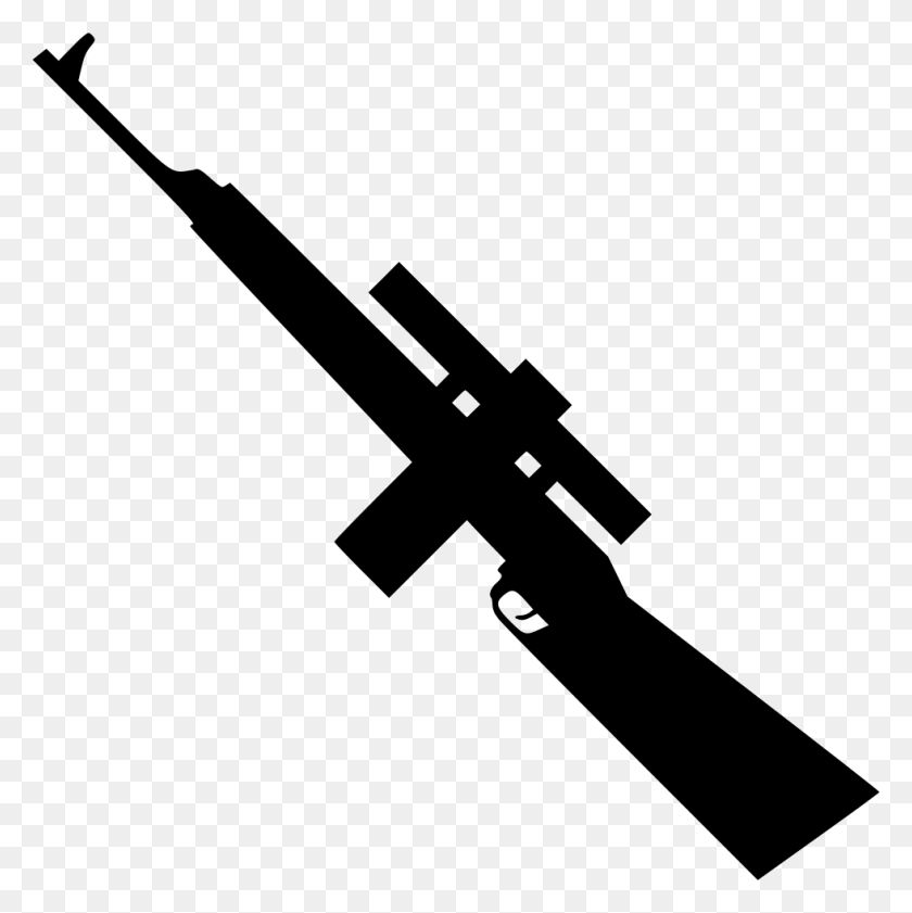 980x982 Снайперская Винтовка Комментарии Sniper Black Outlining, Трафарет, Топор Png Скачать