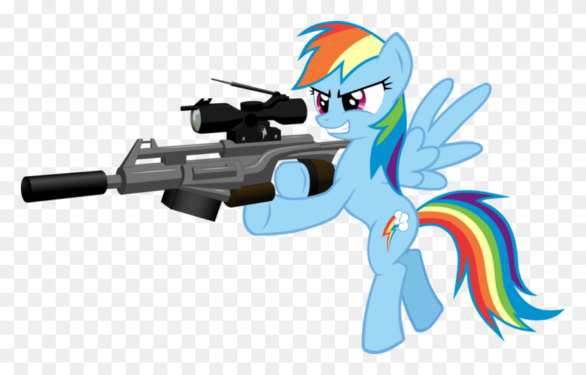 1024x628 Snipers Clipart Popcorn Rainbow Dash With Gun, Weapon, Weaponry, Helmet HD PNG Download